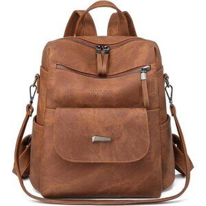 Womens PU Leather Backpack Purse Travel Shoulder Bag Multi Pocket Brown